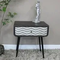 1 Drawer Bedside Cabinet - Black, Mango Wood