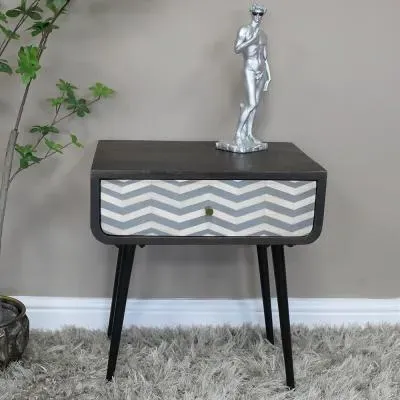 1 Drawer Bedside Cabinet - Black, Mango Wood