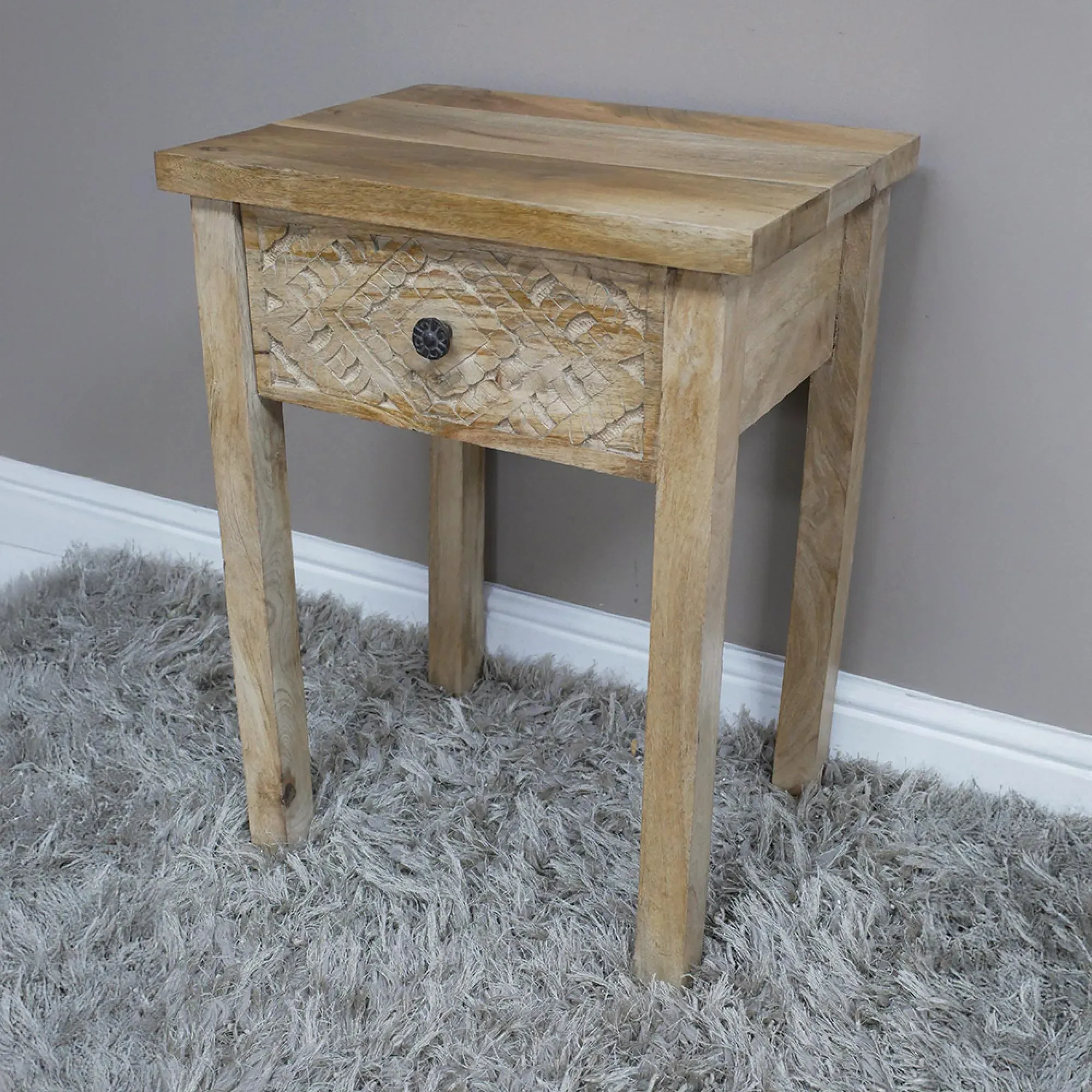 1 Drawer Bedside Cabinet - Mango Wood