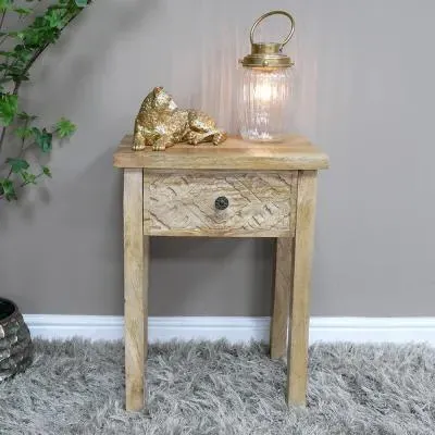 1 Drawer Bedside Cabinet - Mango Wood