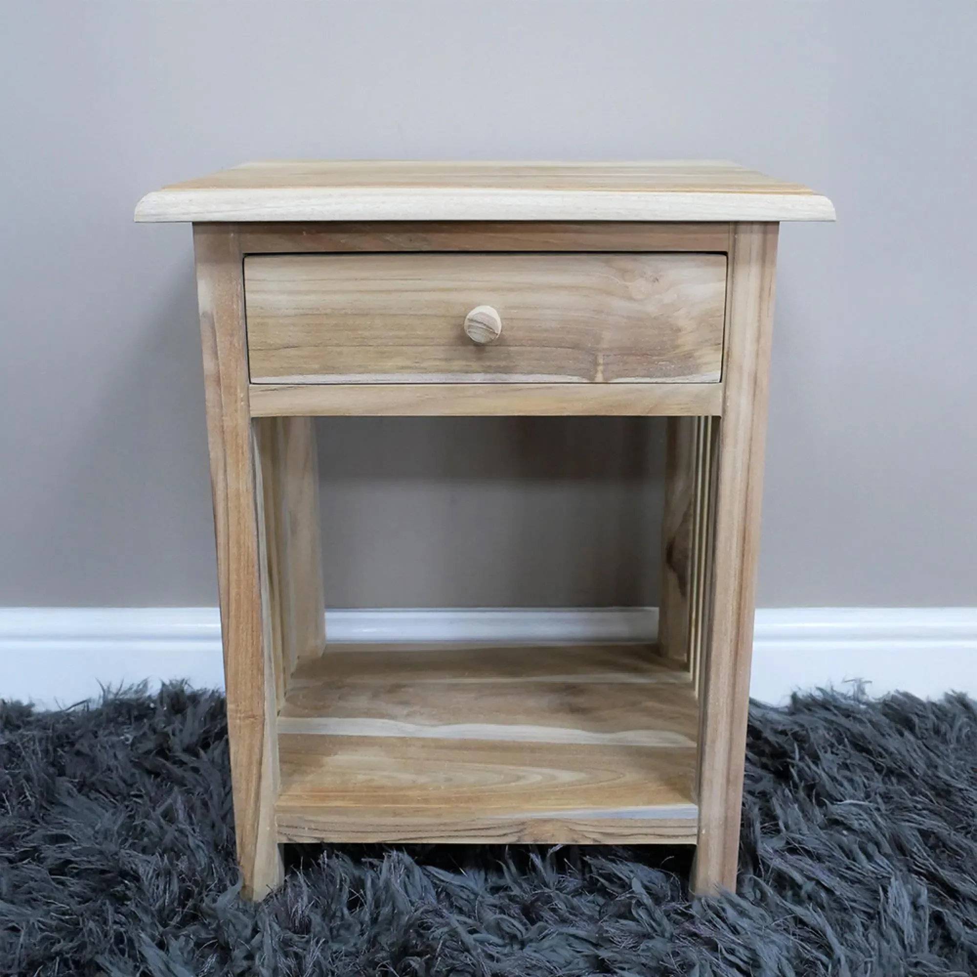 1 Drawer Bedside Cabinet - Teak Wood