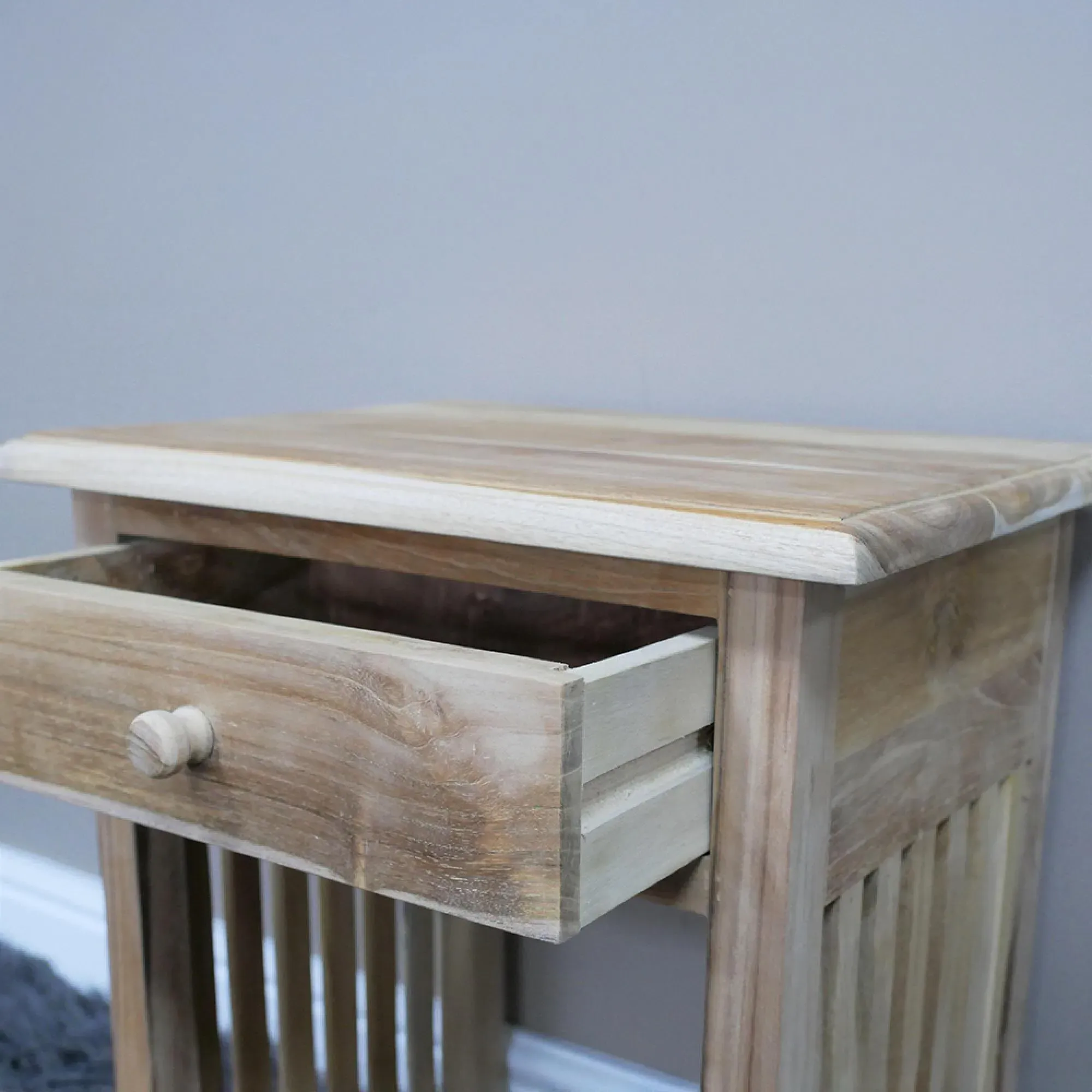 1 Drawer Bedside Cabinet - Teak Wood