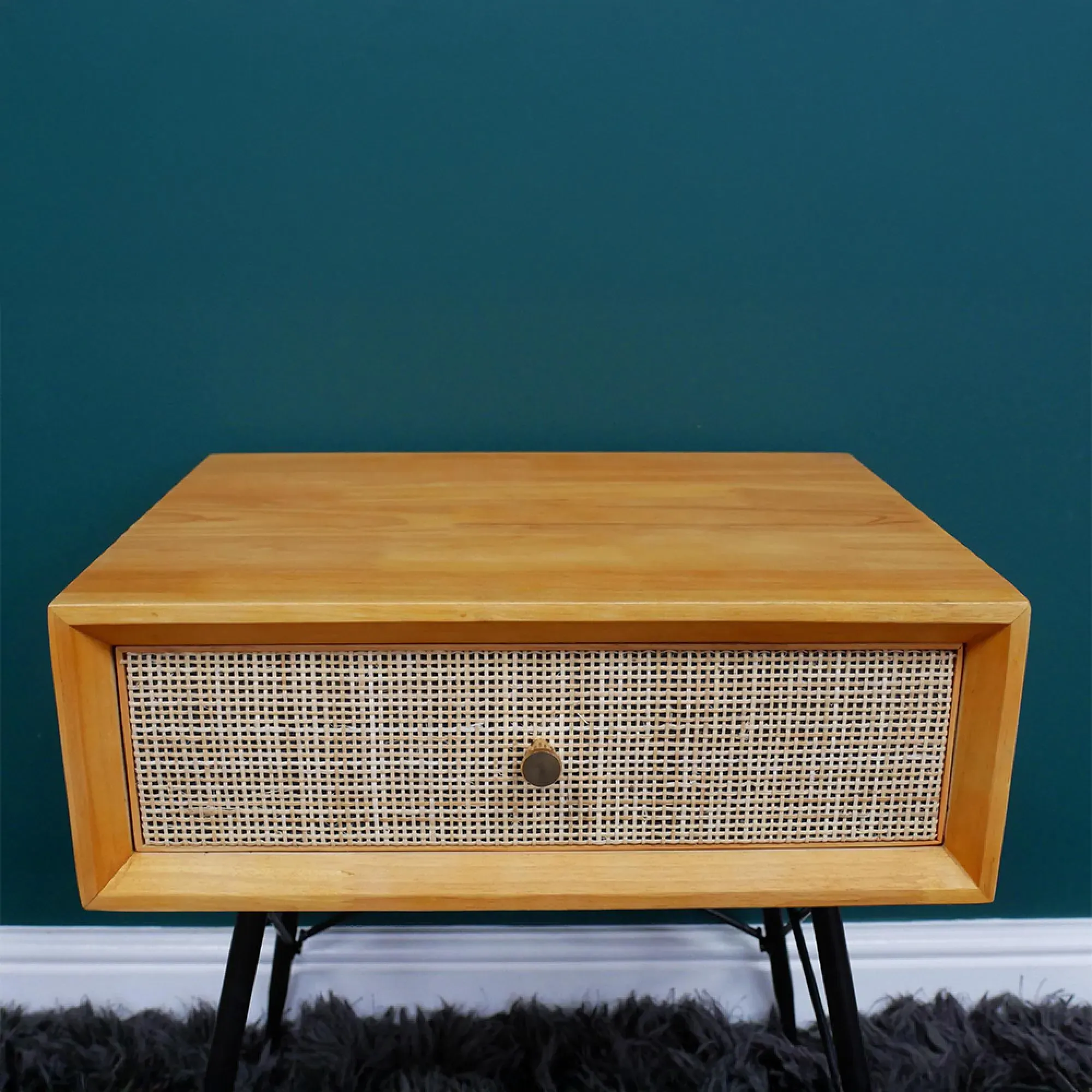 1 Drawer Bedside Cabinet - Wood, Rattan