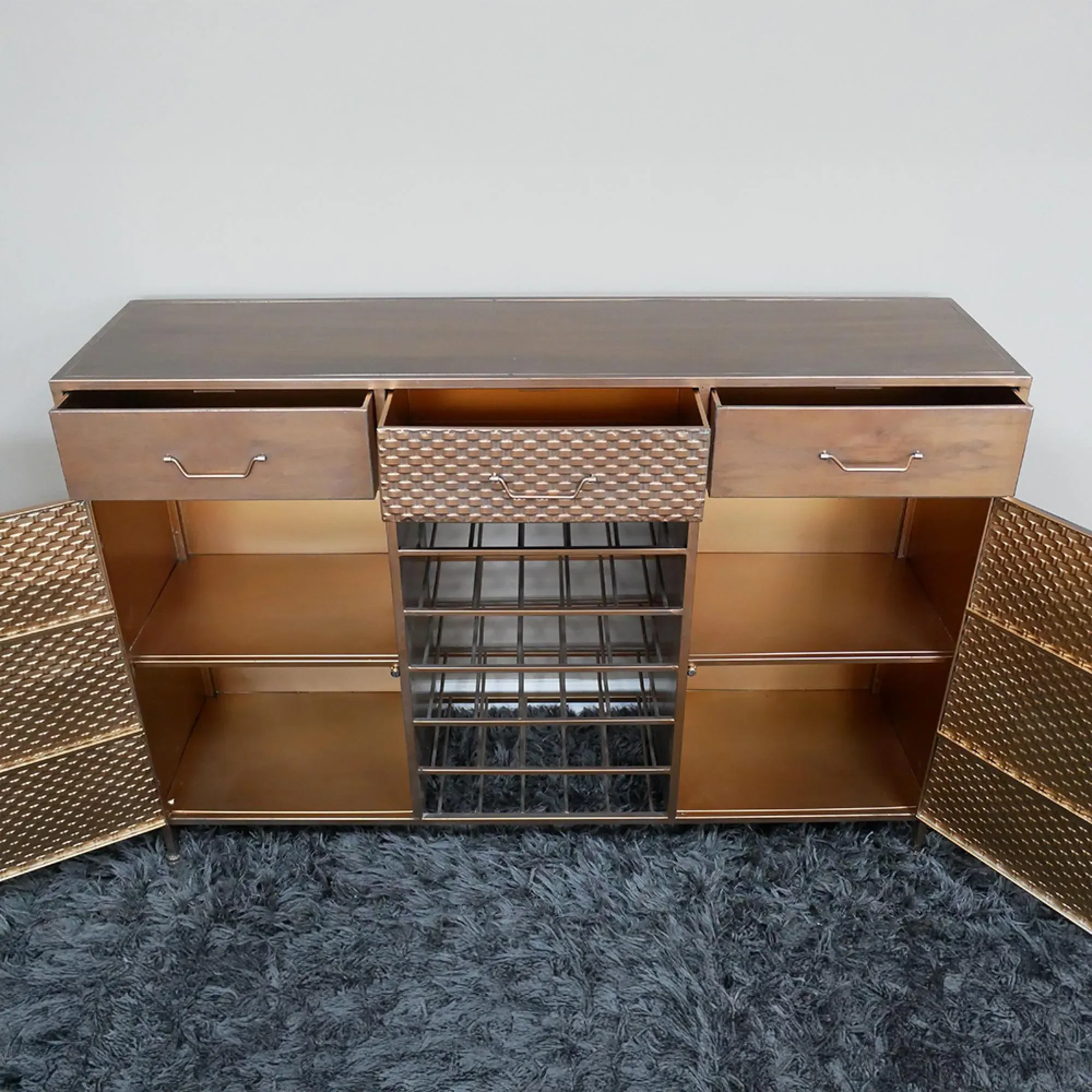 2 Door 3 Drawer Wine Sideboard - Copper