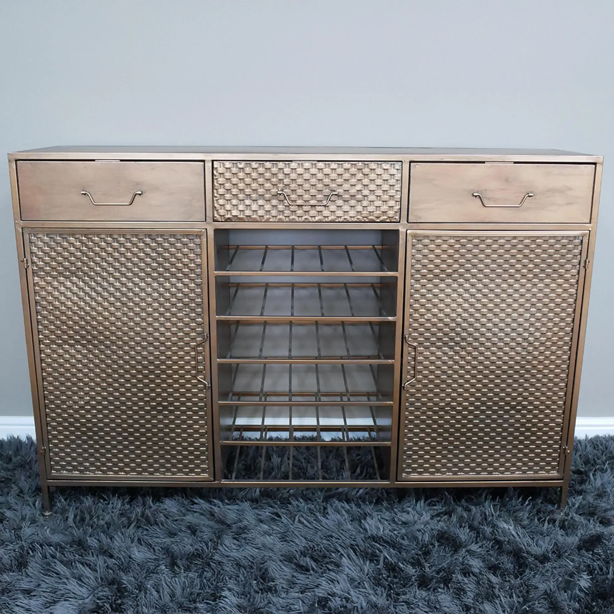 2 Door 3 Drawer Wine Sideboard - Copper