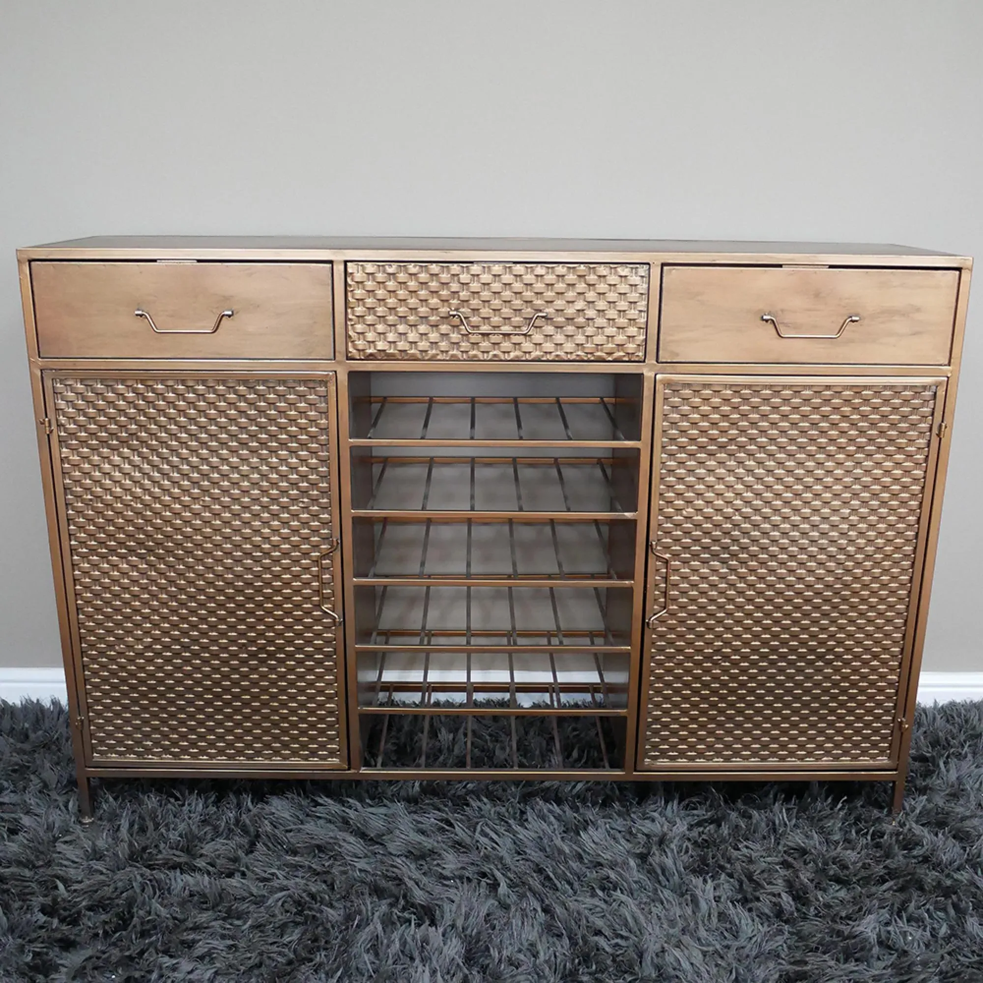 2 Door 3 Drawer Wine Sideboard - Copper