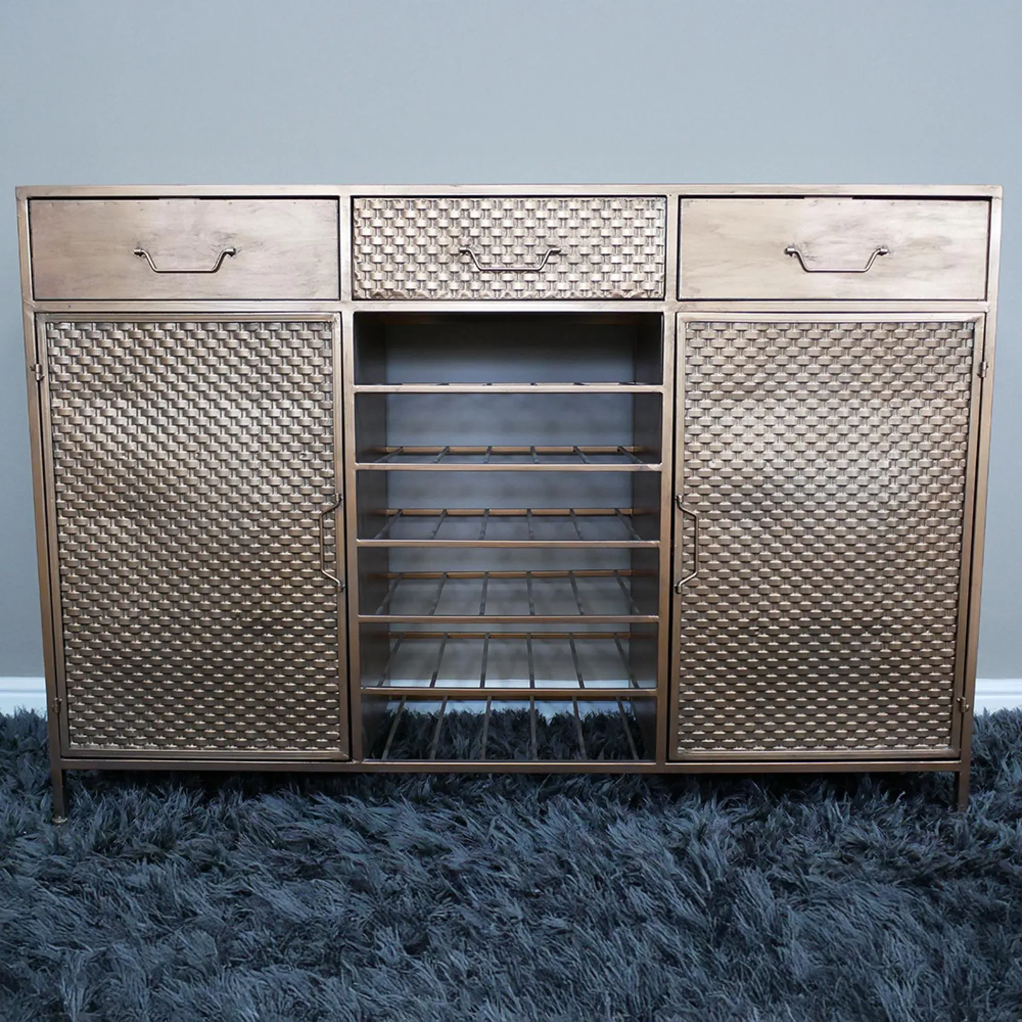 2 Door 3 Drawer Wine Sideboard - Copper