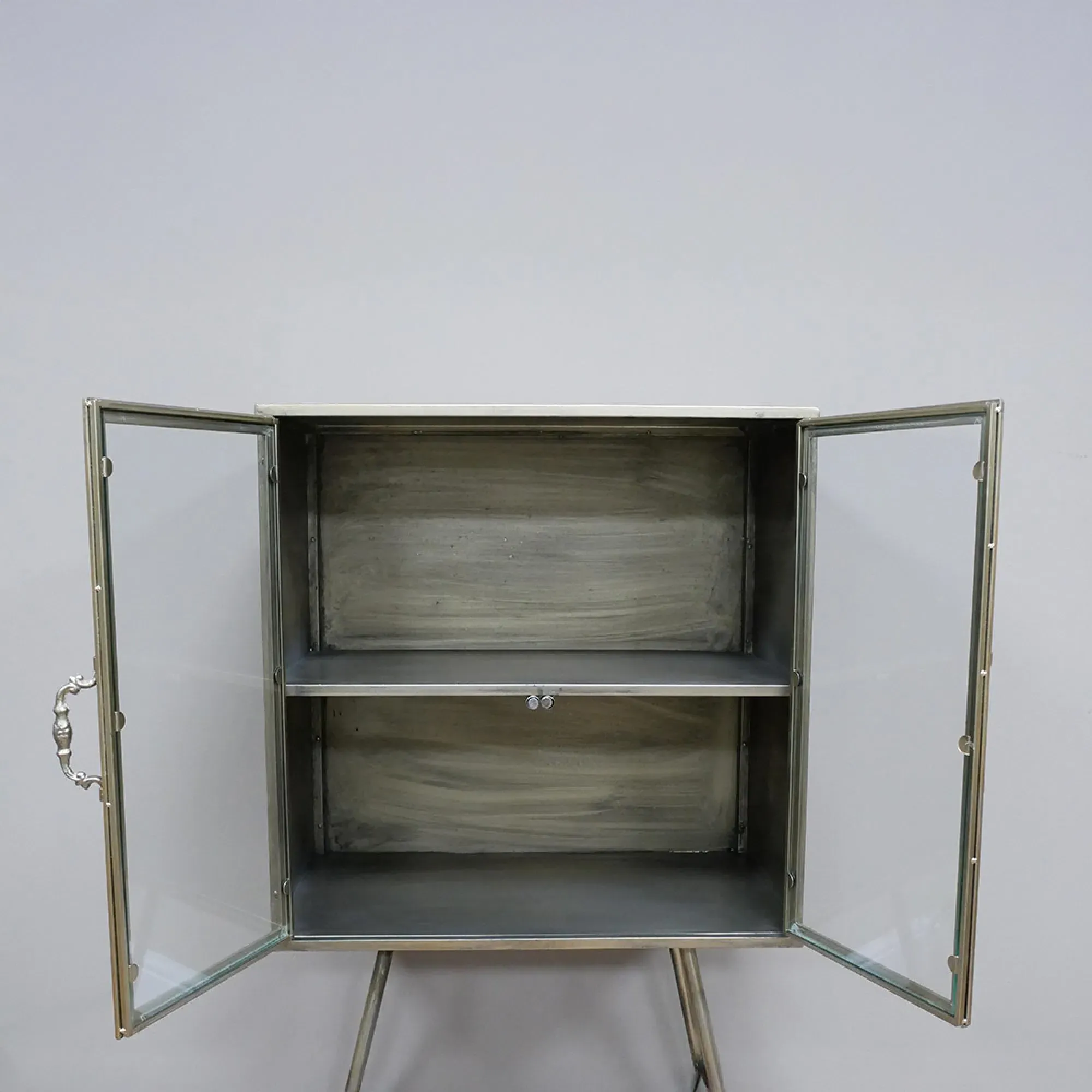 2 Door Display Cabinet - Brushed Gold, Metal