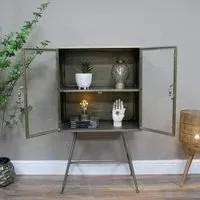 2 Door Display Cabinet - Brushed Gold, Metal