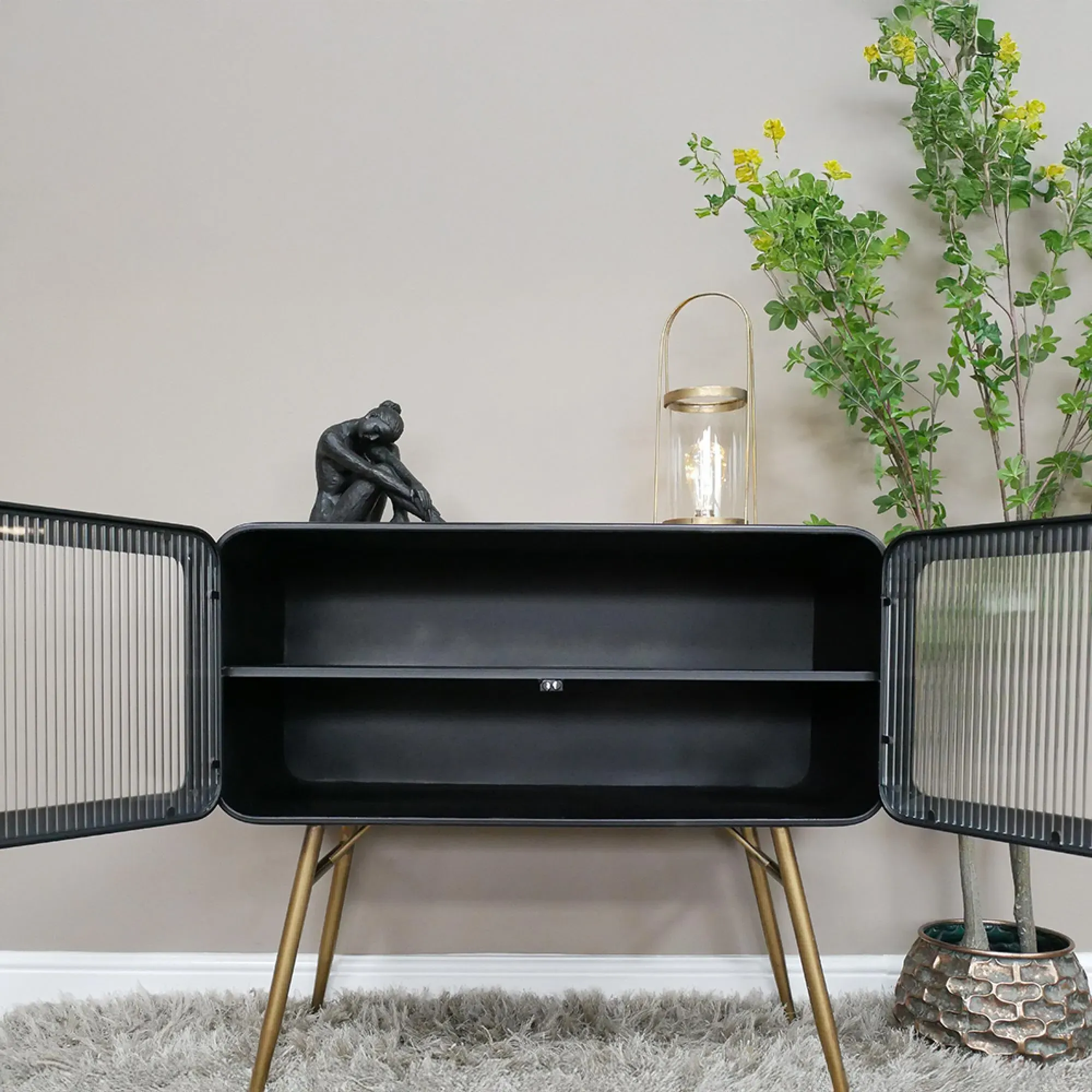 2 Door Large Cabinet - Black, Metal