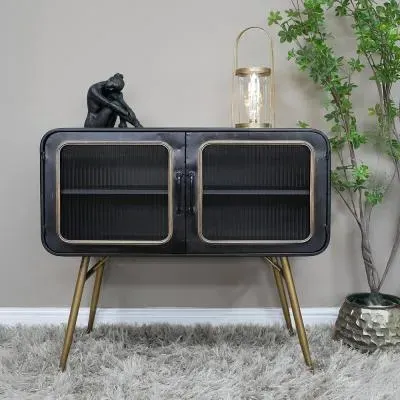 2 Door Large Cabinet - Black, Metal