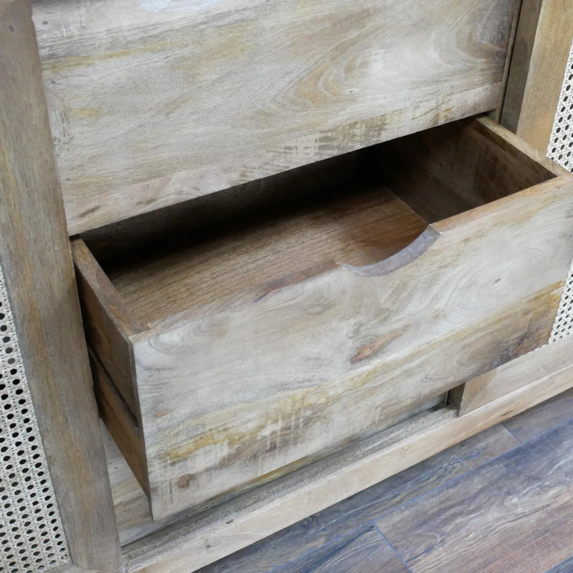 2 Door Medium Sideboard - Mango Wood, Rattan