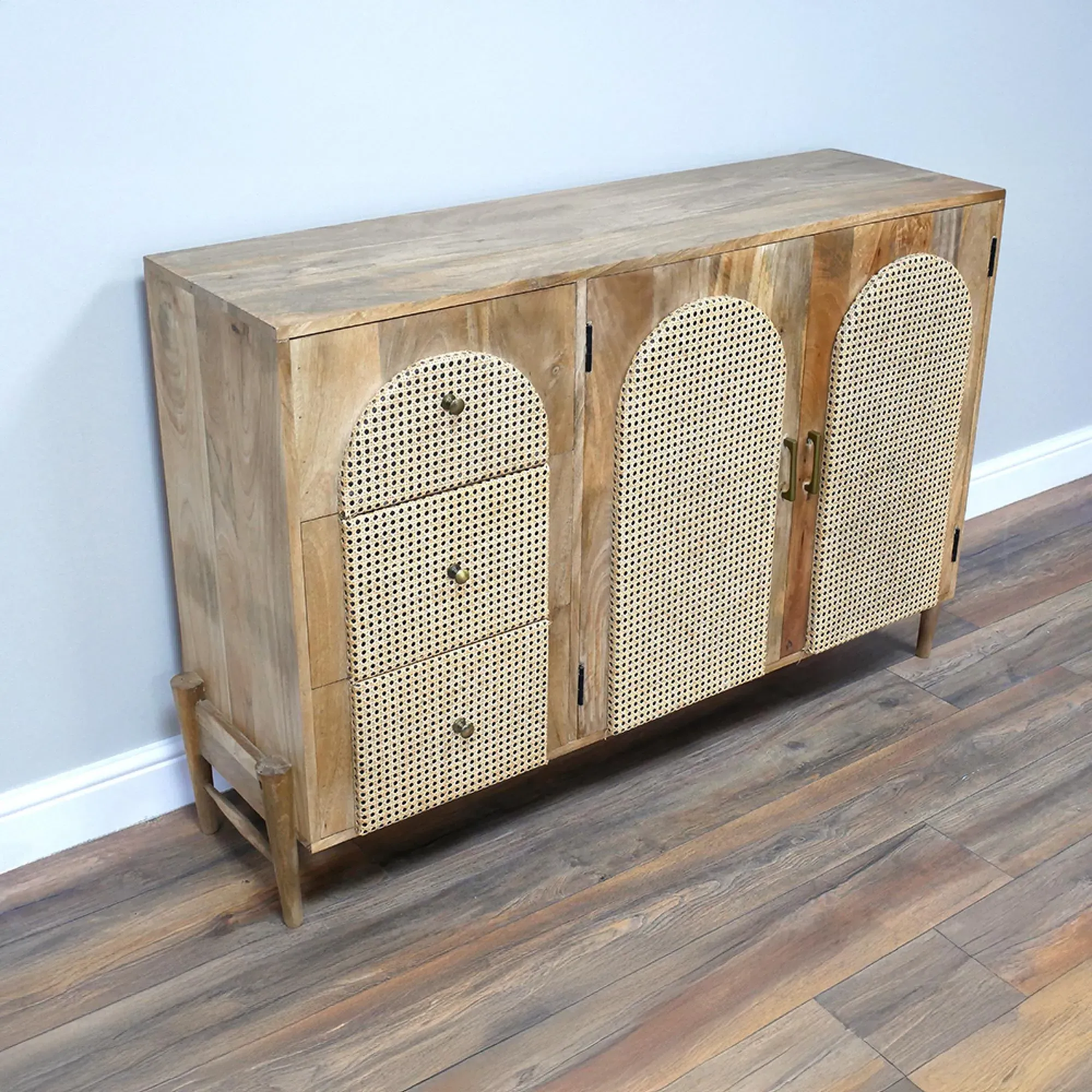 2 Door Medium Sideboard - Rattan, Wood