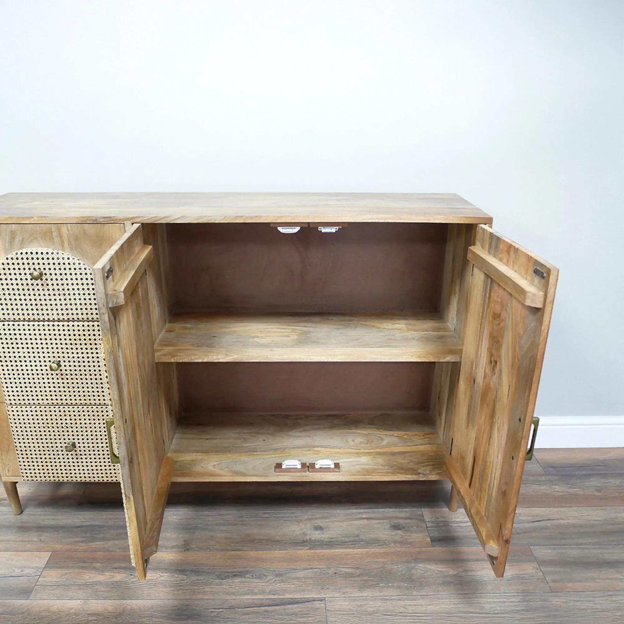 2 Door Medium Sideboard - Rattan, Wood