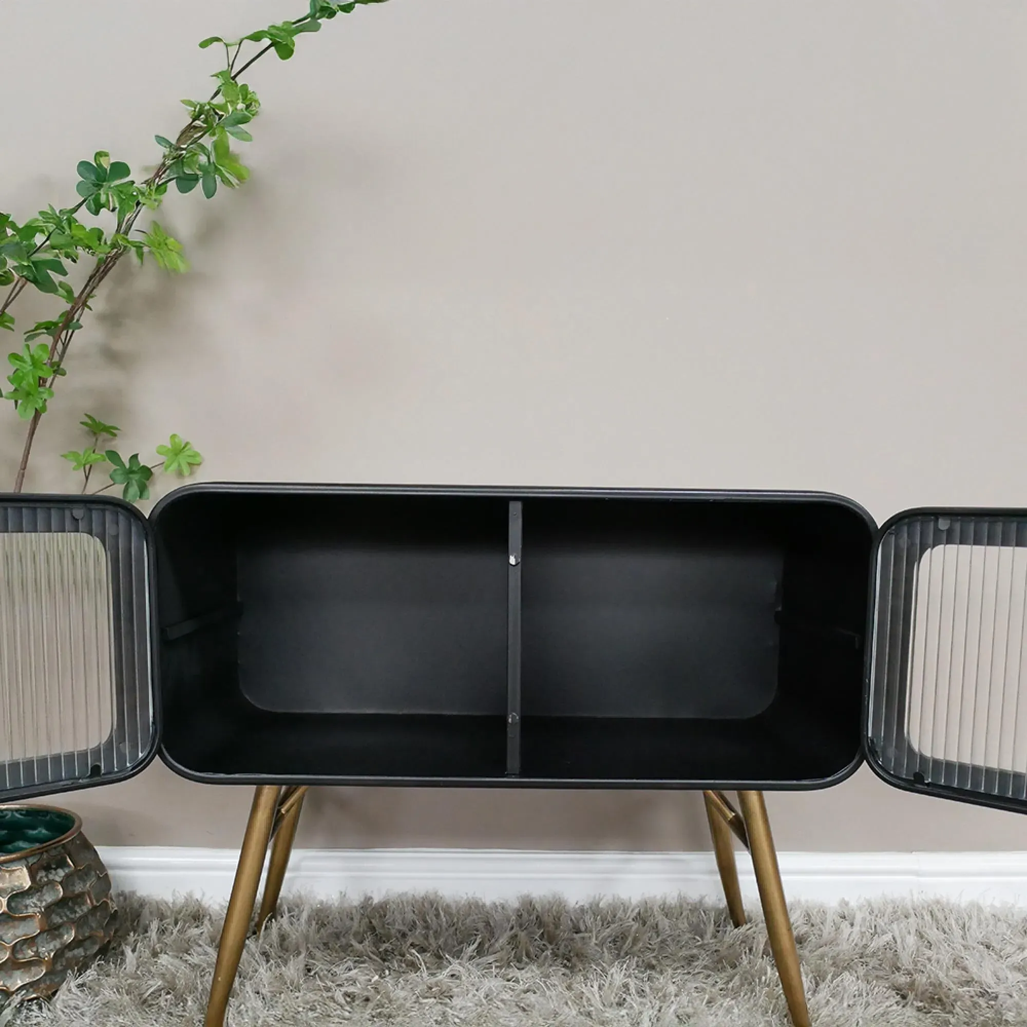 2 Door Small Cabinet - Black, Metal