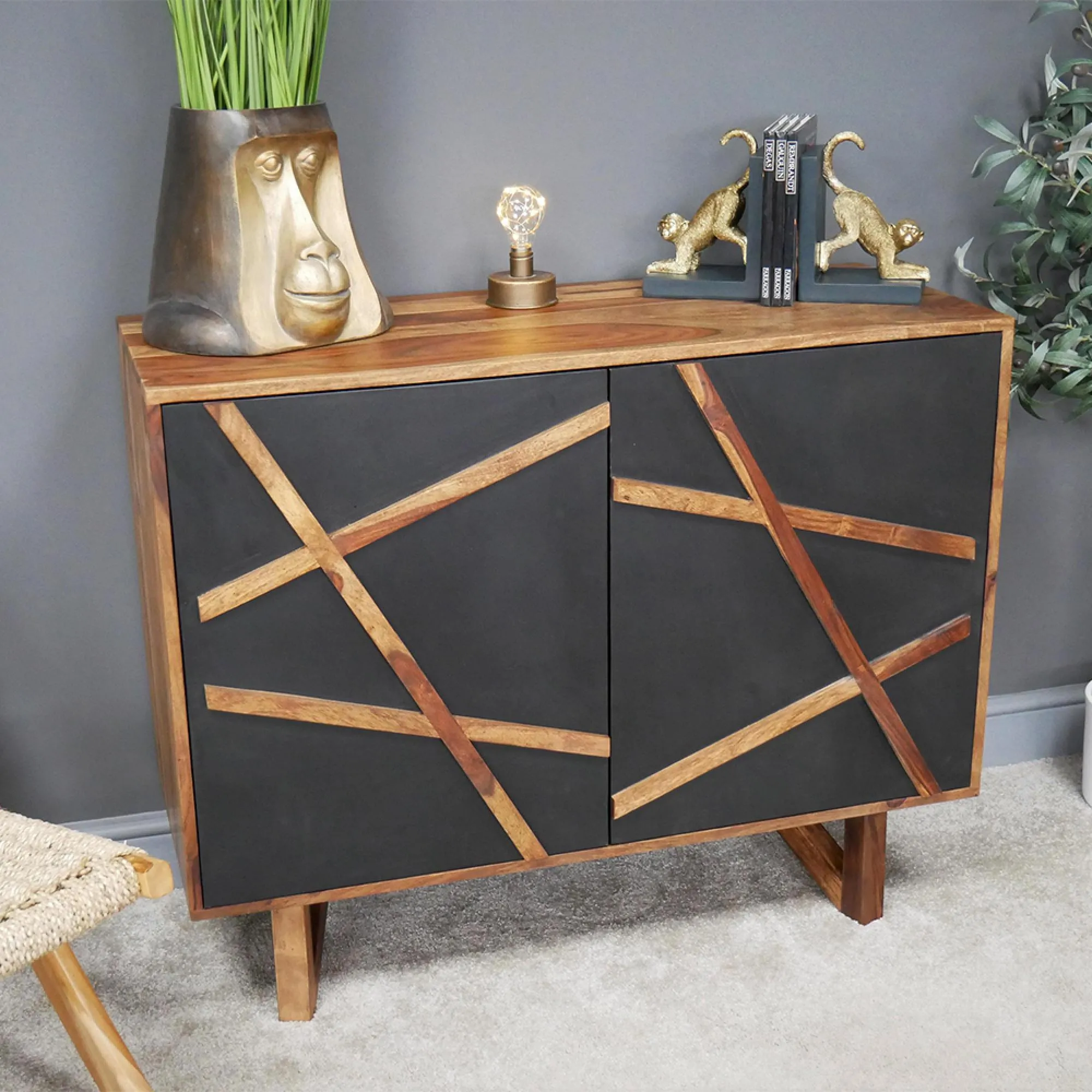 2 Door Small Sideboard - Sheesham Wood