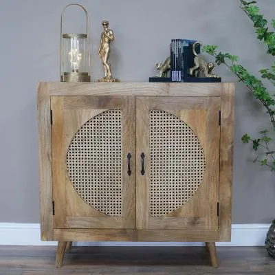2 Door Storage Cabinet - Acacia Wood, Rattan image