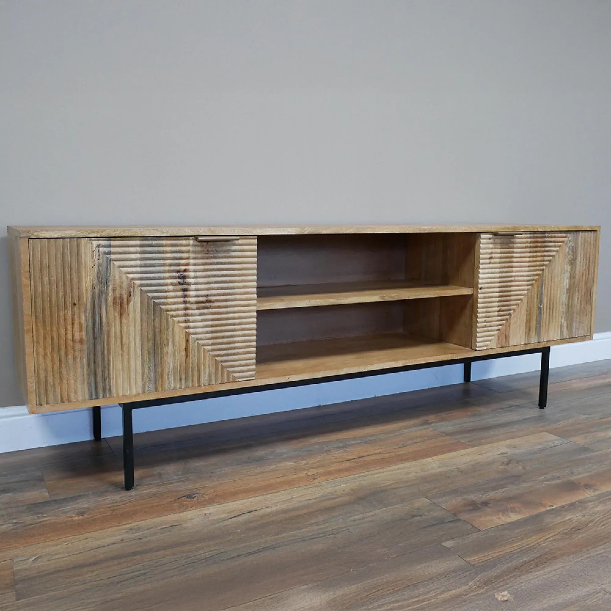 2 Door TV Unit - Mango Wood