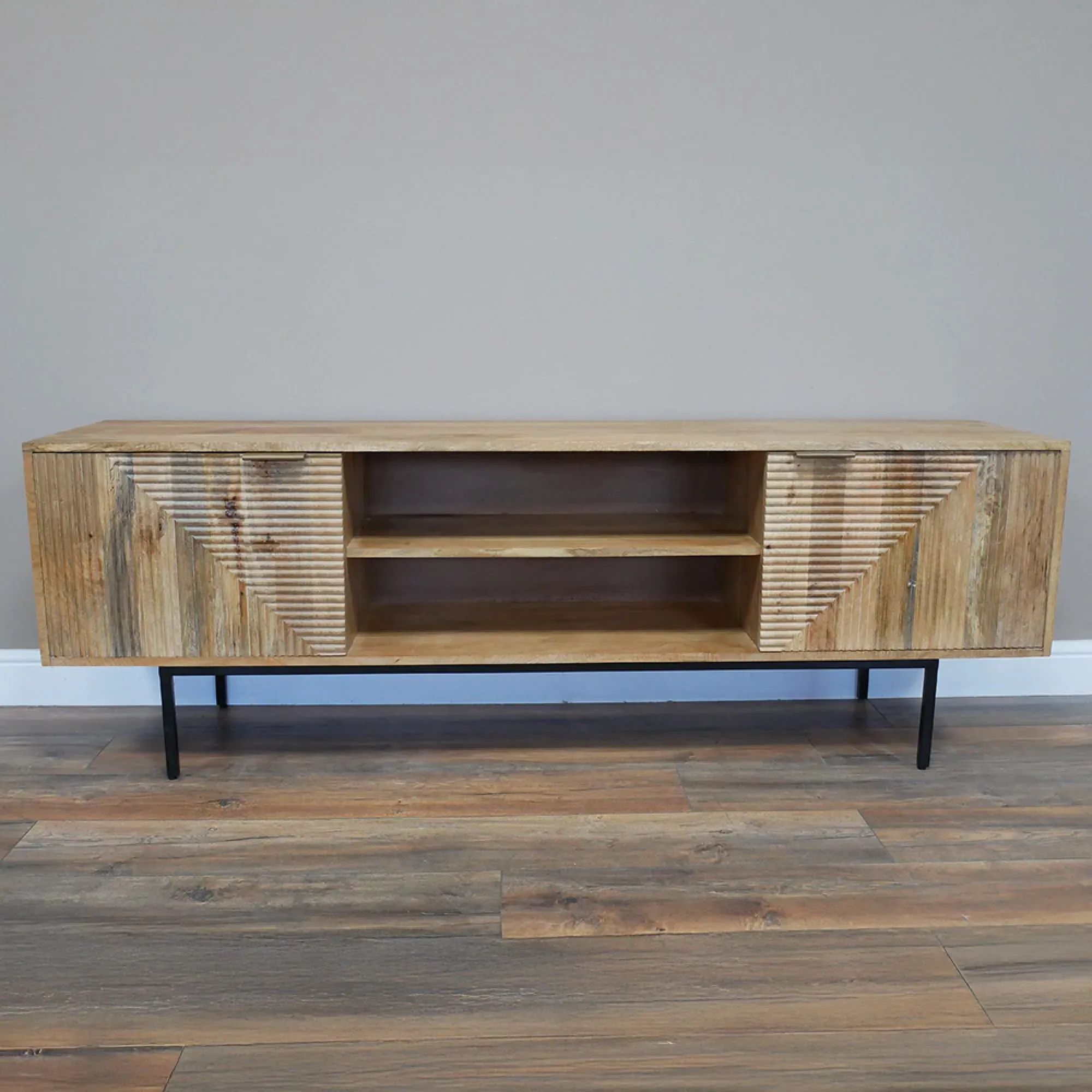 2 Door TV Unit - Mango Wood