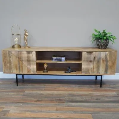 2 Door TV Unit - Mango Wood