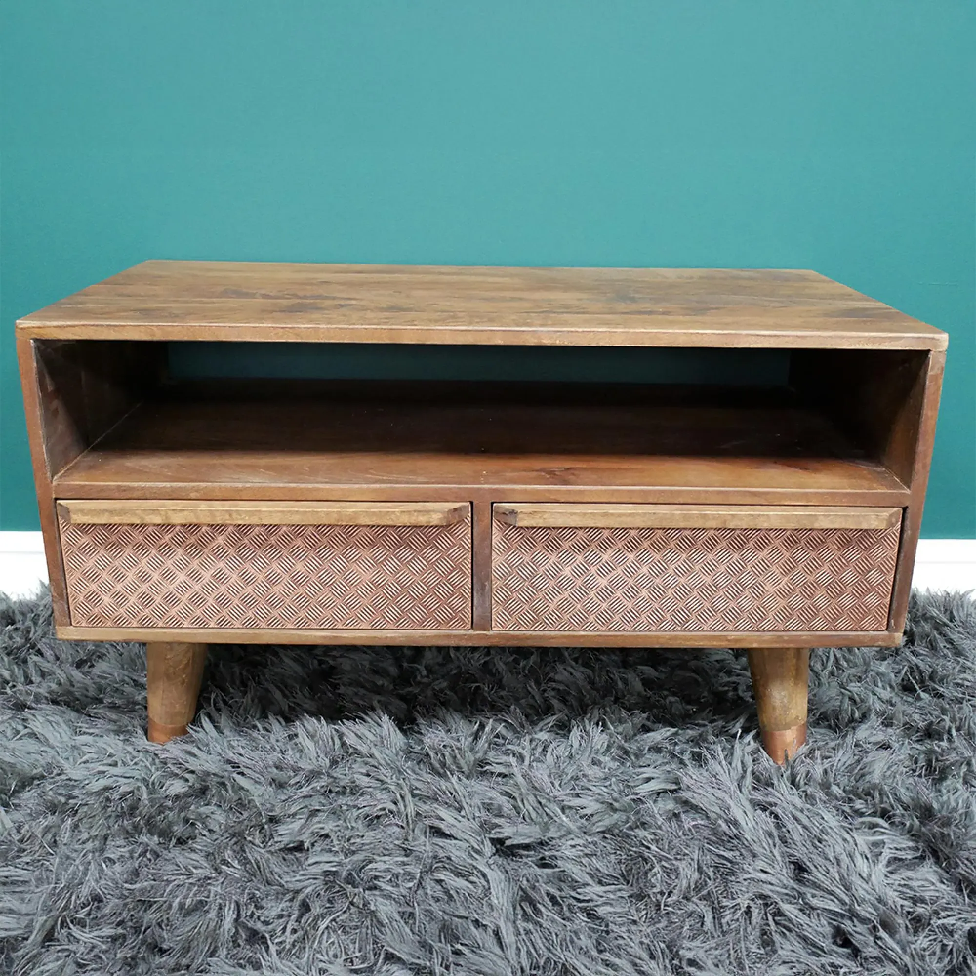 2 Drawer TV Unit - Mango Wood