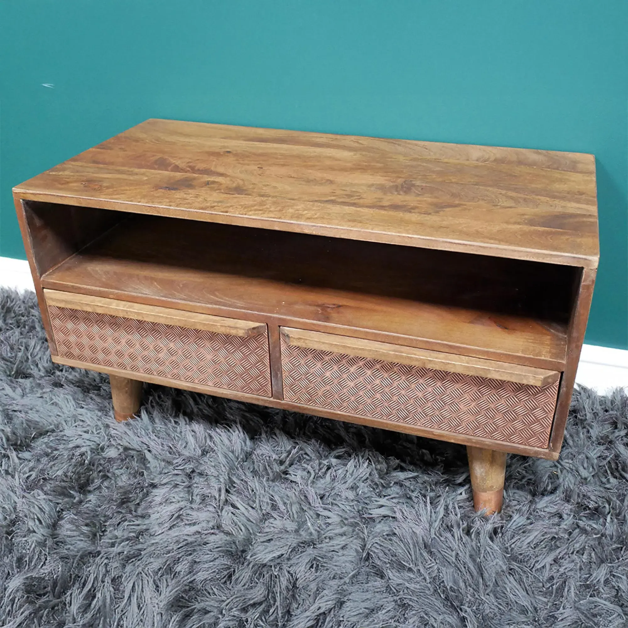 2 Drawer TV Unit - Mango Wood