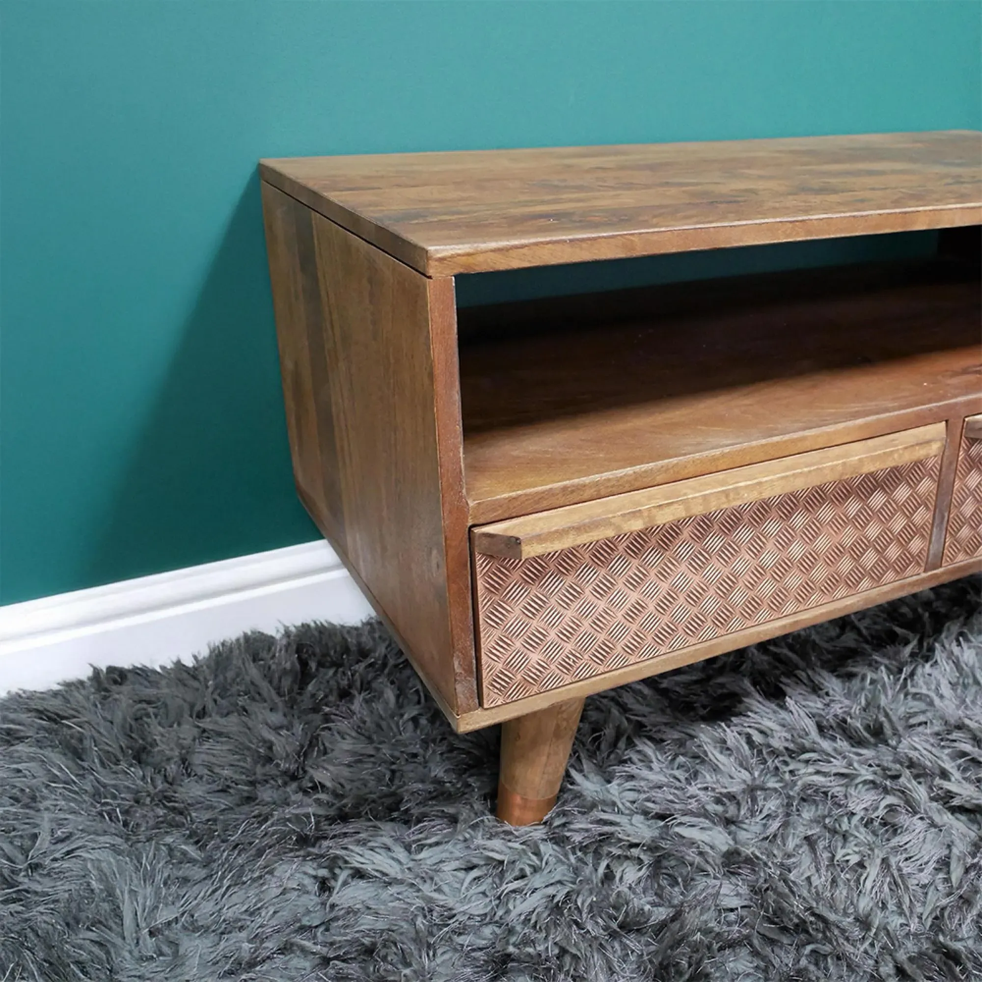 2 Drawer TV Unit - Mango Wood