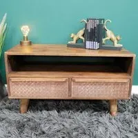 2 Drawer TV Unit - Mango Wood