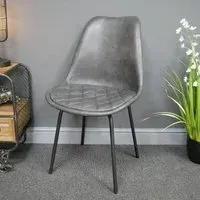 2-Pack Dining Chairs - Grey, Faux Leather
