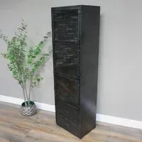 3 Door Narrow Display Cabinet - Black, Metal