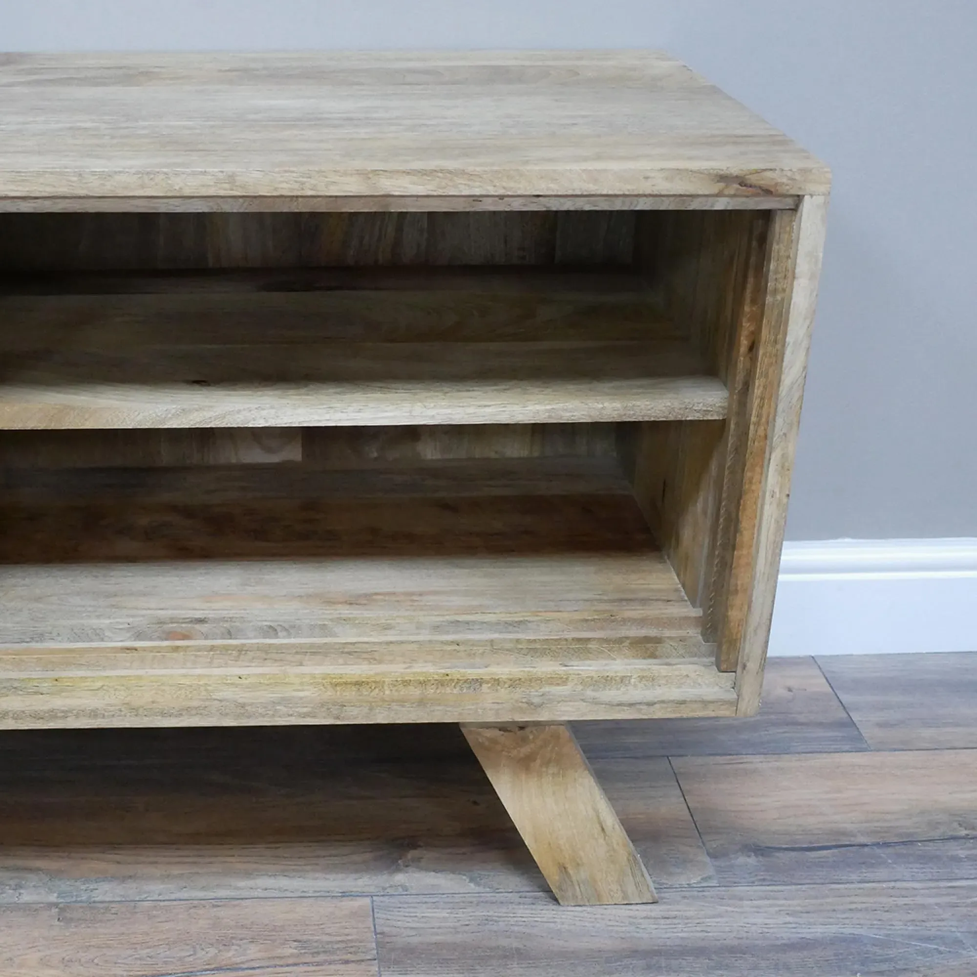 3 Door TV Unit - Acacia Wood, Rattan