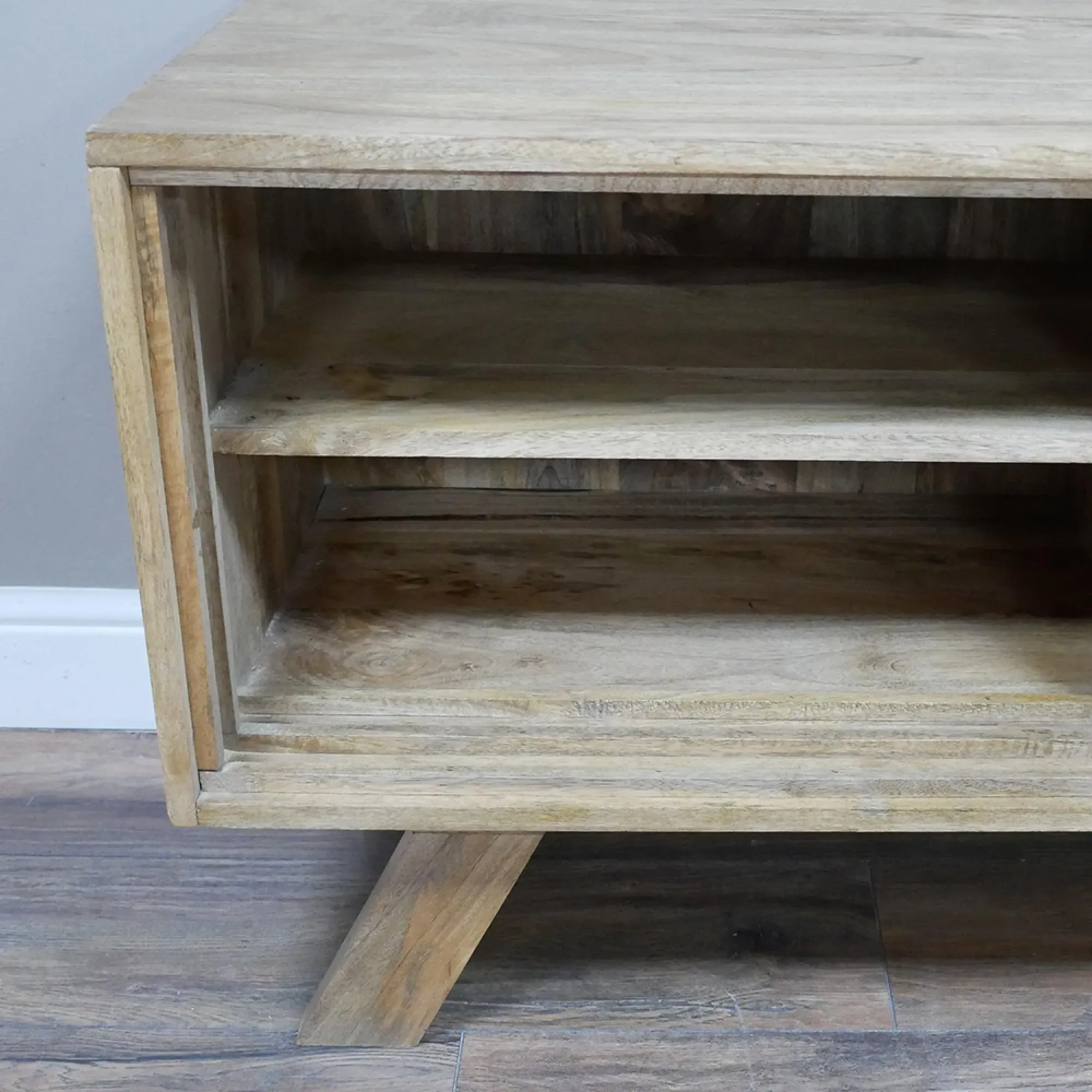 3 Door TV Unit - Acacia Wood, Rattan