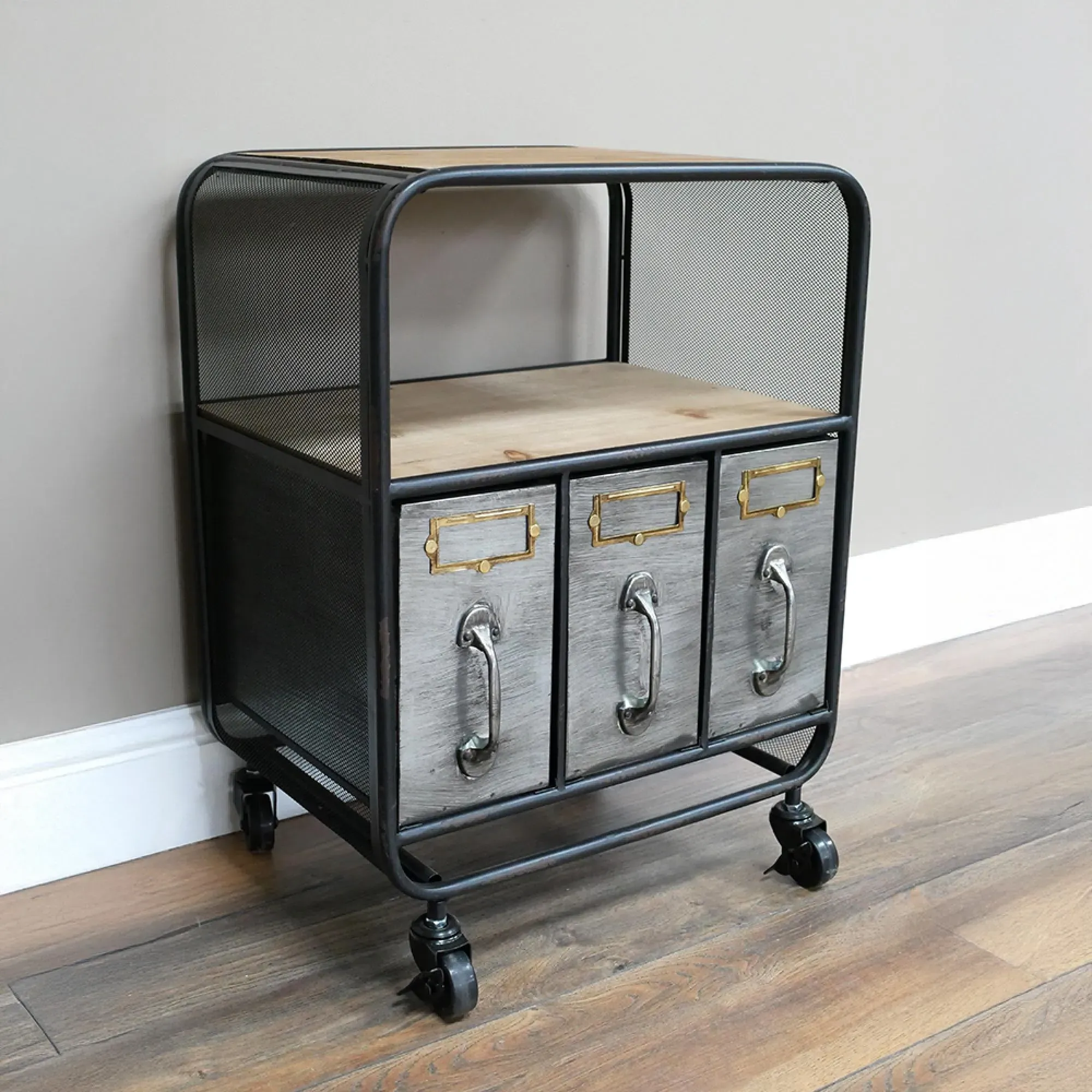 3 Drawer Bedside Cabinet - Black, Metal