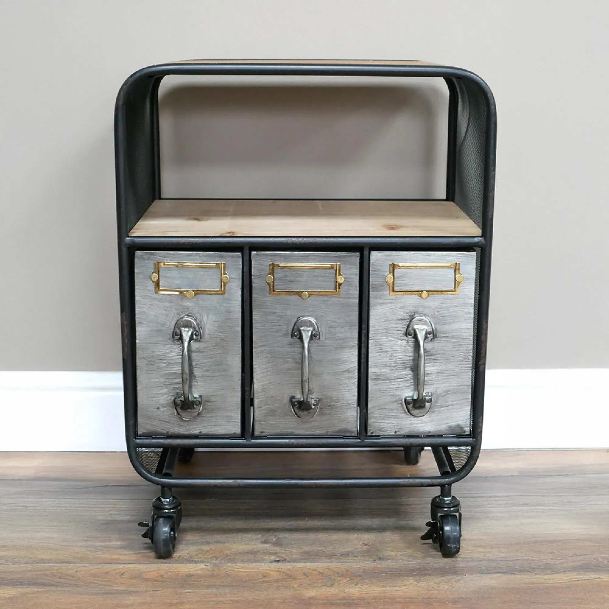 3 Drawer Bedside Cabinet - Black, Metal