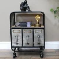 3 Drawer Bedside Cabinet - Black, Metal
