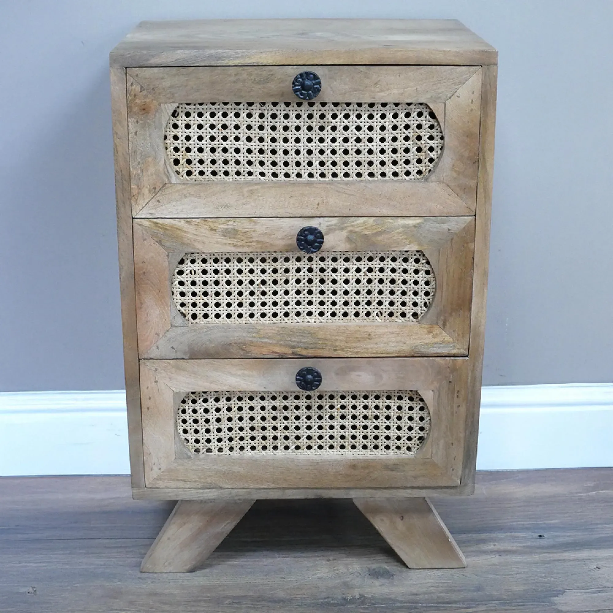 3 Drawer Bedside Cabinet - Mango Wood