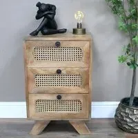 3 Drawer Bedside Cabinet - Mango Wood