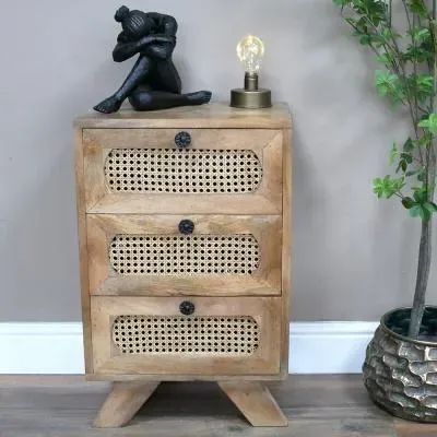3 Drawer Bedside Cabinet - Mango Wood