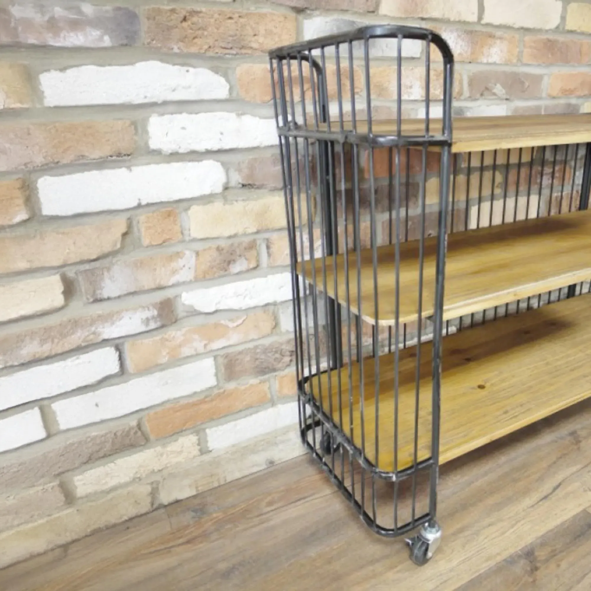 3 Shelf Storage Unit on Wheels - Wood, Metal