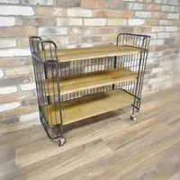 3 Shelf Storage Unit on Wheels - Wood, Metal