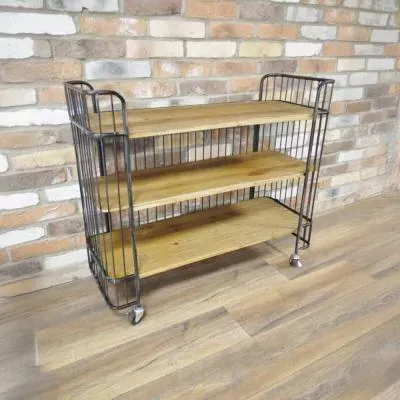 3 Shelf Storage Unit on Wheels - Wood, Metal
