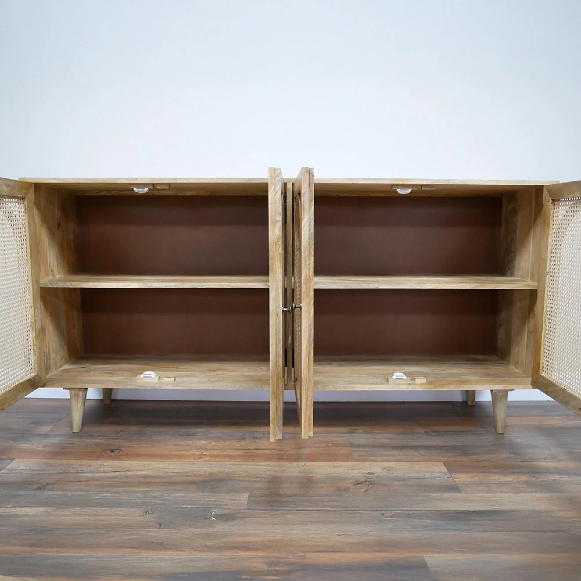 4 Door Large Sideboard - Acacia Wood, Rattan
