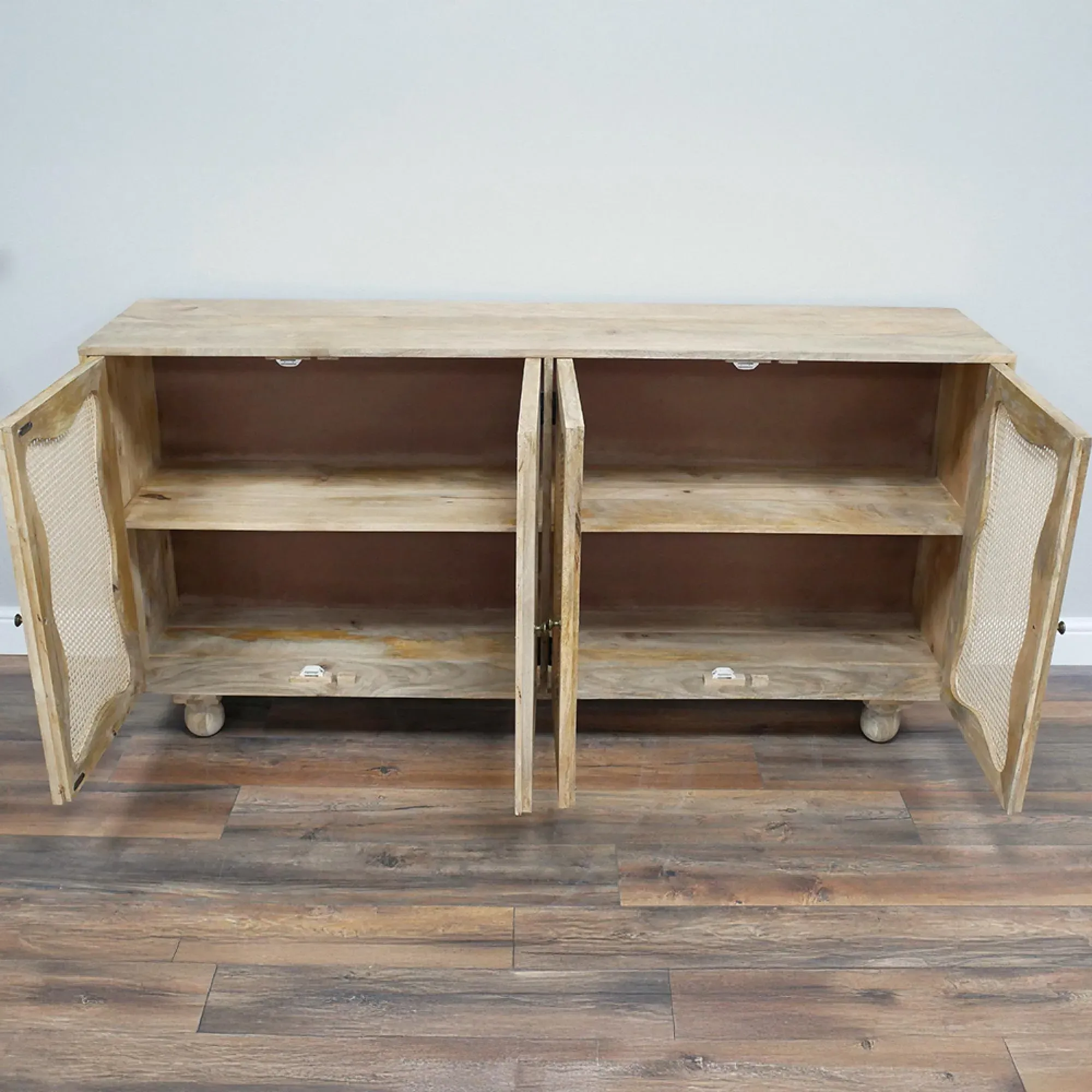 4 Door Large Sideboard - Wood, Rattan
