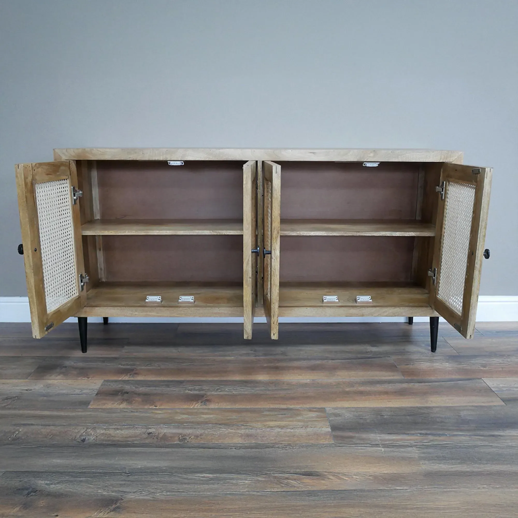 4 Door Medium Sideboard - Acacia Wood, Rattan