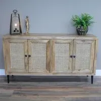 4 Door Medium Sideboard - Acacia Wood, Rattan