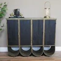 4 Door Storage Cabinet - Black, Wood and Metal