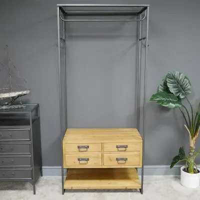 4 Drawer Hall Stand - Wood, Metal