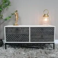 4 Drawer Mango Wood Storage Cabinet - Black, White