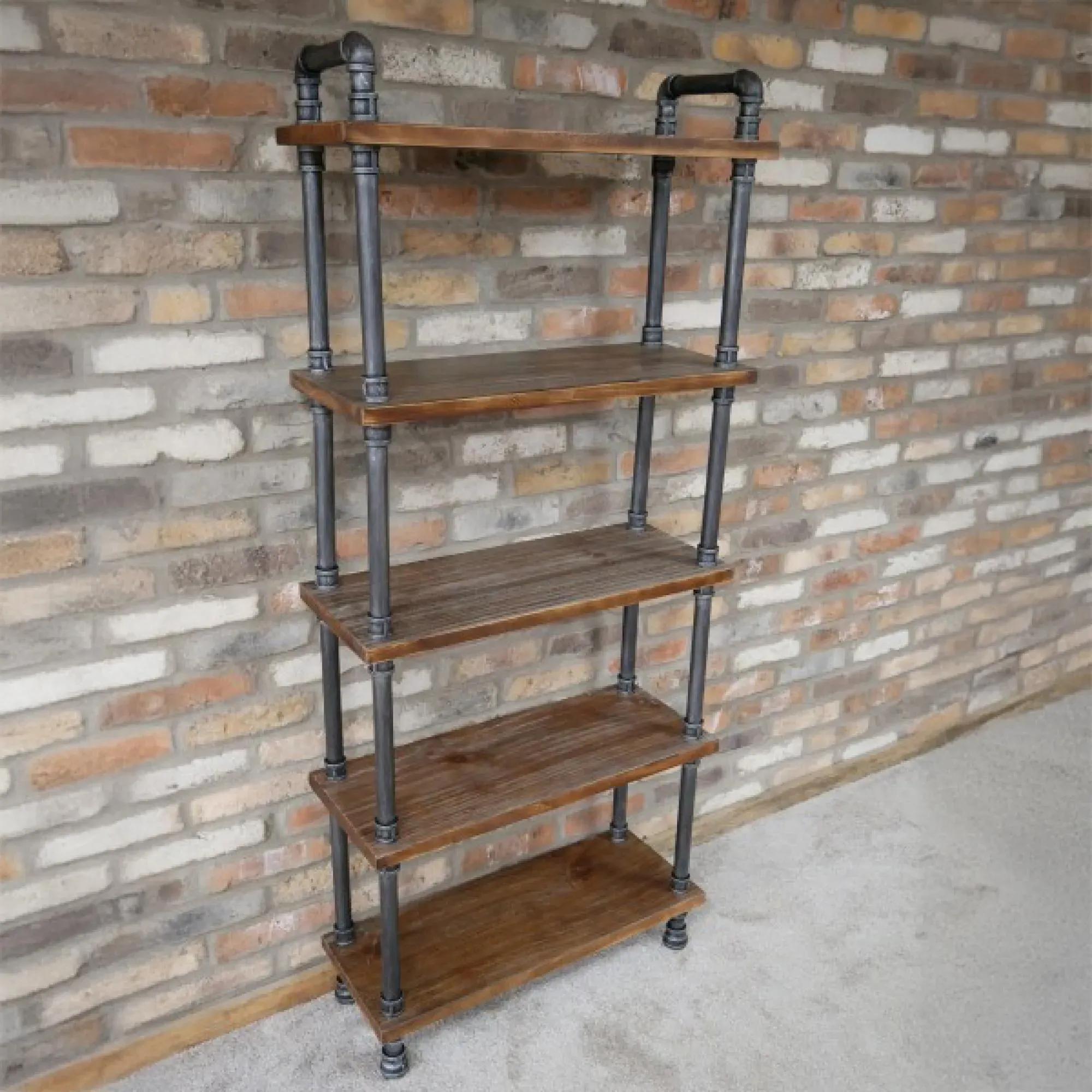 5-Tier Shelving Unit - Black Metal, Wood