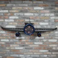 Aeroplane Metal Clock - Blue